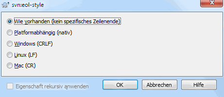 Eigenschaftsseite svn:eol-style
