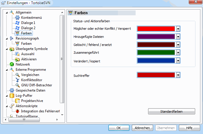 Der Einstellungsdialog, Farben