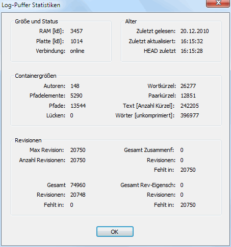 Der Einstellungsdialog, Log-Puffer-Statistiken