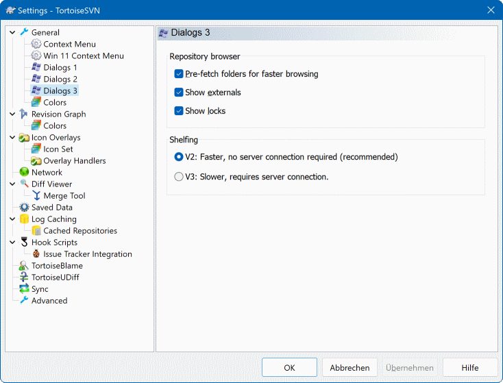 The Settings Dialog, Dialogs 3 Page